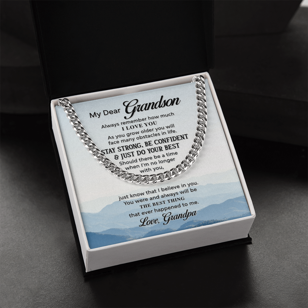 Best Gifts 305-Grandson Cuban Link Chain Gift from Grandpa with Message Card