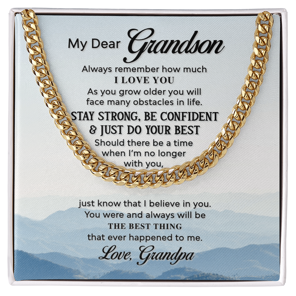 Best Gifts 305-Grandson Cuban Link Chain Gift from Grandpa with Message Card