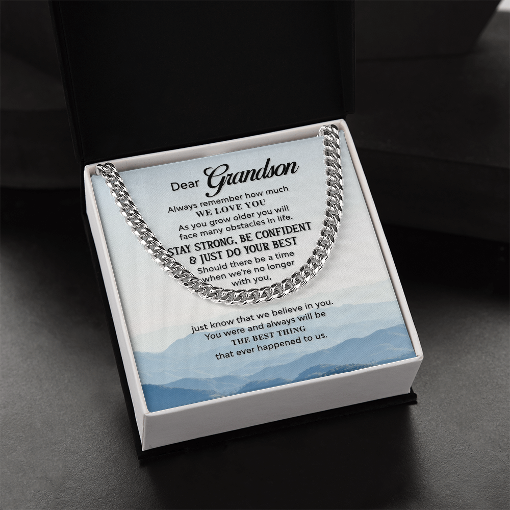 Best Gifts 305-Grandson Cuban Link Chain Gift with Full Quote