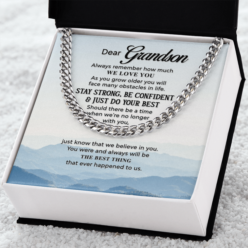 Best Gifts 305-Grandson Cuban Link Chain Gift with Full Quote