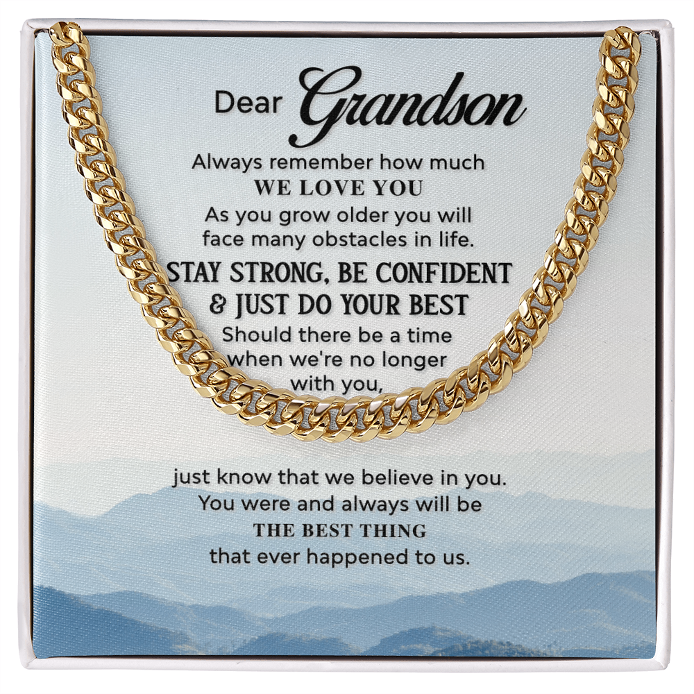Best Gifts 305-Grandson Cuban Link Chain Gift with Full Quote
