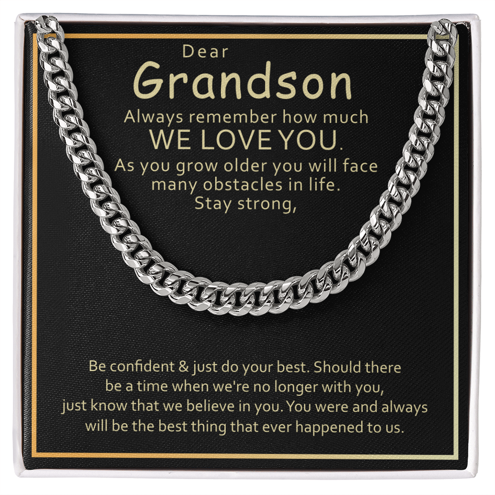 Best Gifts 305-Grandson Cuban Link Chain Gift with Love Message from Grandparents