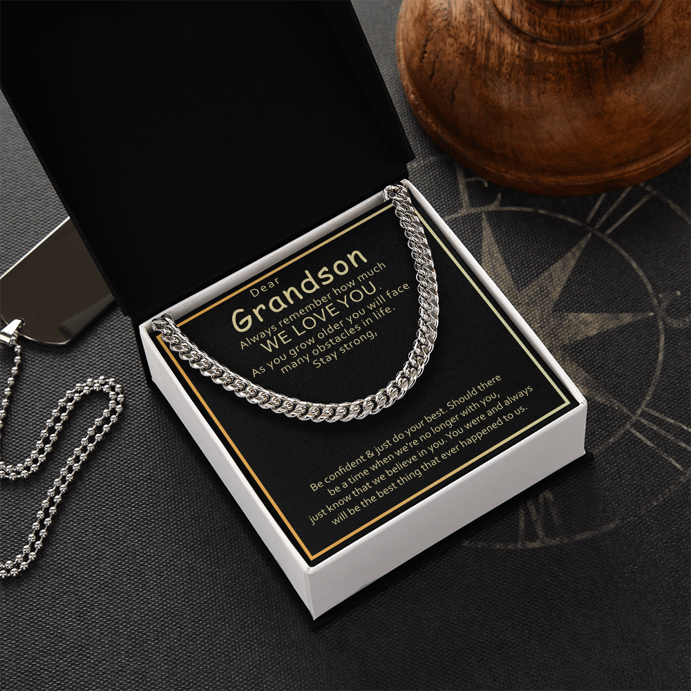 Best Gifts 305-Grandson Cuban Link Chain Gift with Love Message from Grandparents