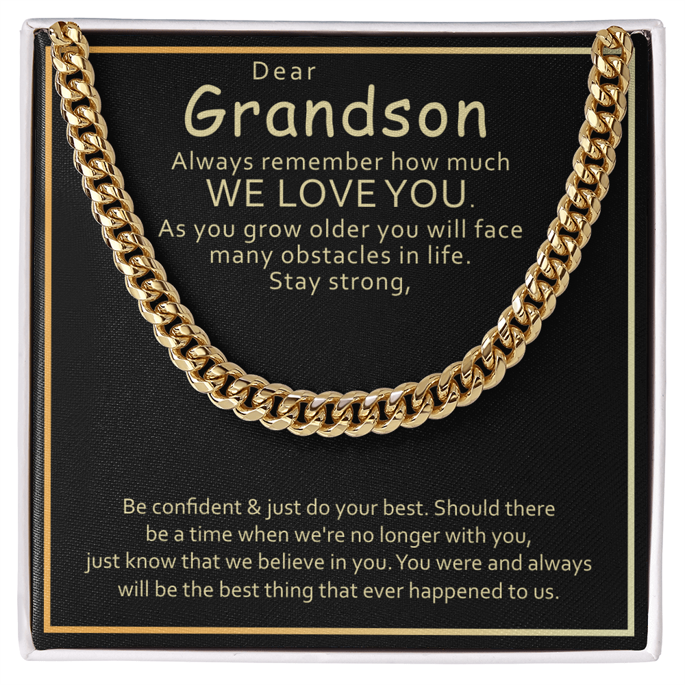 Best Gifts 305-Grandson Cuban Link Chain Gift with Love Message from Grandparents