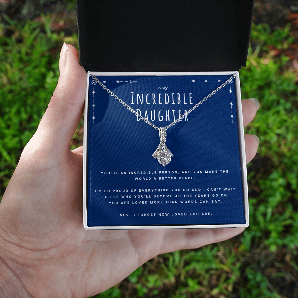 Best Gifts 305-Incredible Daughter Alluring Beauty Necklace with Message Card from Mom or Dad