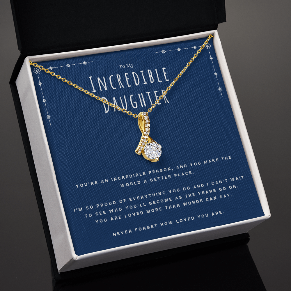 Best Gifts 305-Incredible Daughter Alluring Beauty Necklace with Message Card from Mom or Dad