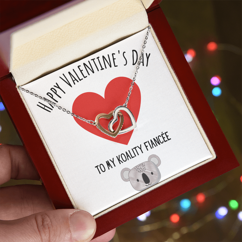Best Gifts 305-Interlocking Hearts Necklace for Koality Fiancée Valentine's Day Gift
