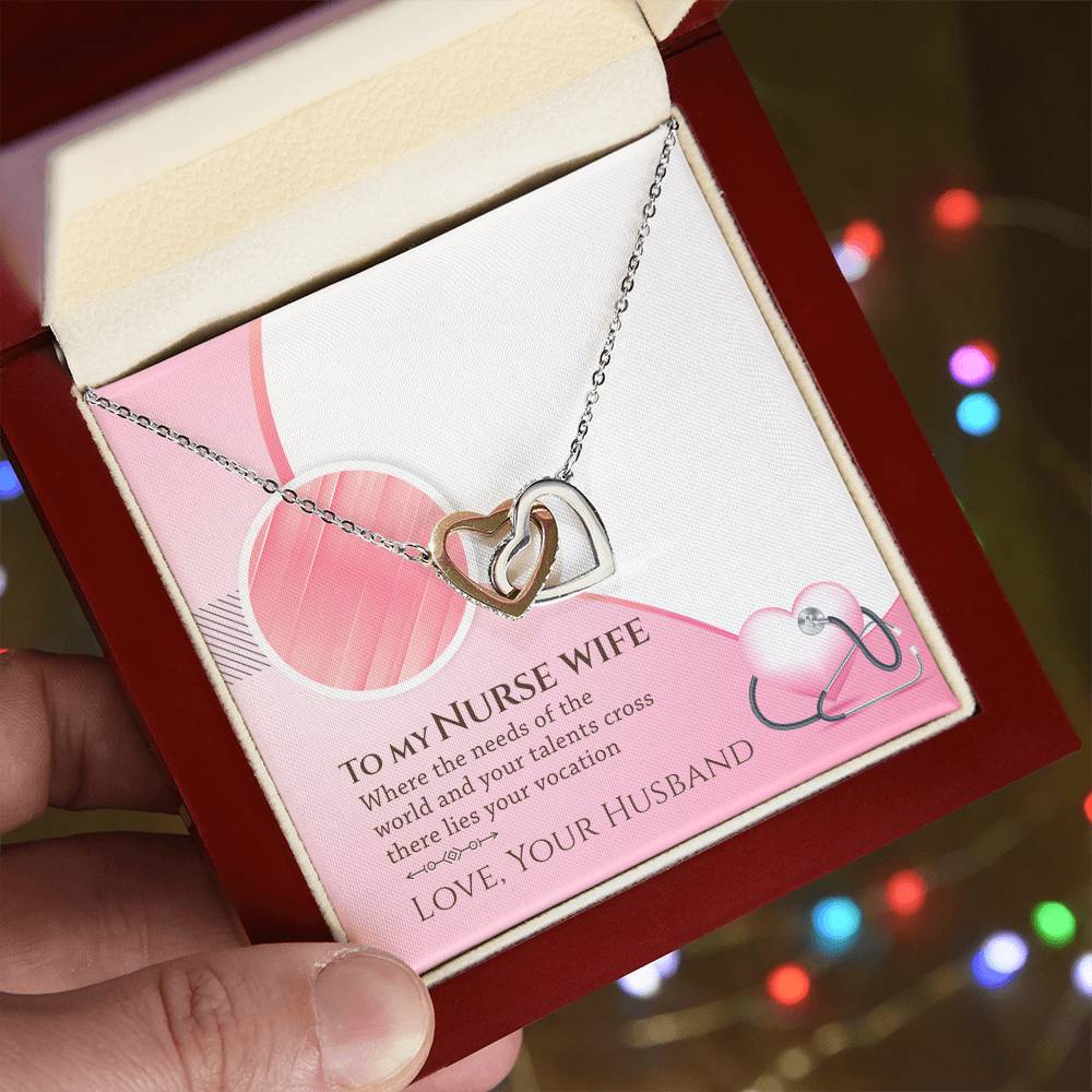 Best Gifts 305-Interlocking Hearts Necklace for Nurse Wife - Heartfelt Gift from Husband