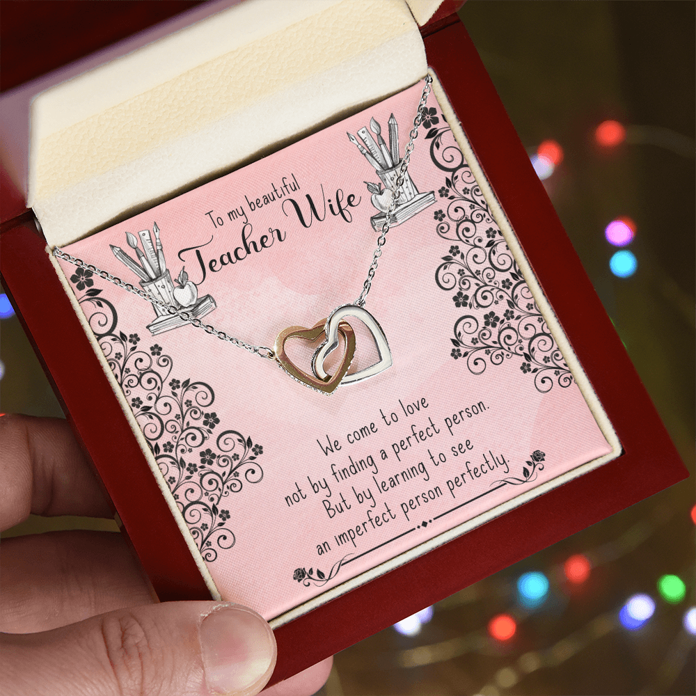 Best Gifts 305-Interlocking Hearts Necklace for Teacher Wife Gift from Husband