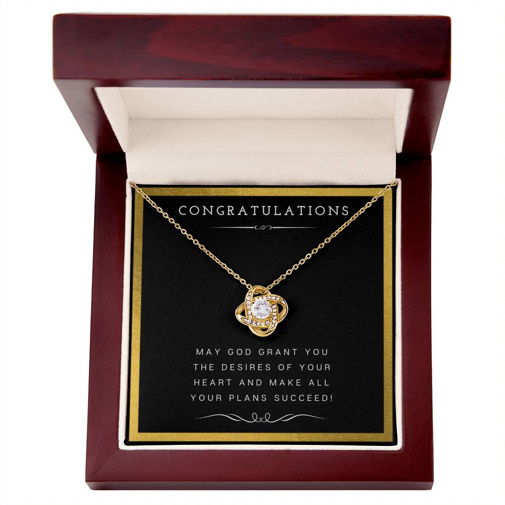 Best Gifts 305-Love Knot Necklace with Religious Blessing Card for Her