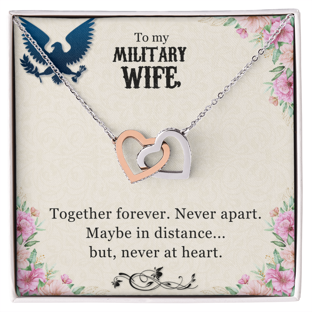 Best Gifts 305-Military Wife Interlocking Hearts Necklace Gift for Her