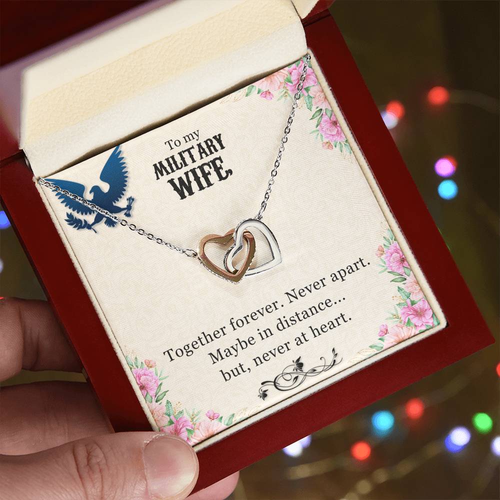 Best Gifts 305-Military Wife Interlocking Hearts Necklace Gift for Her