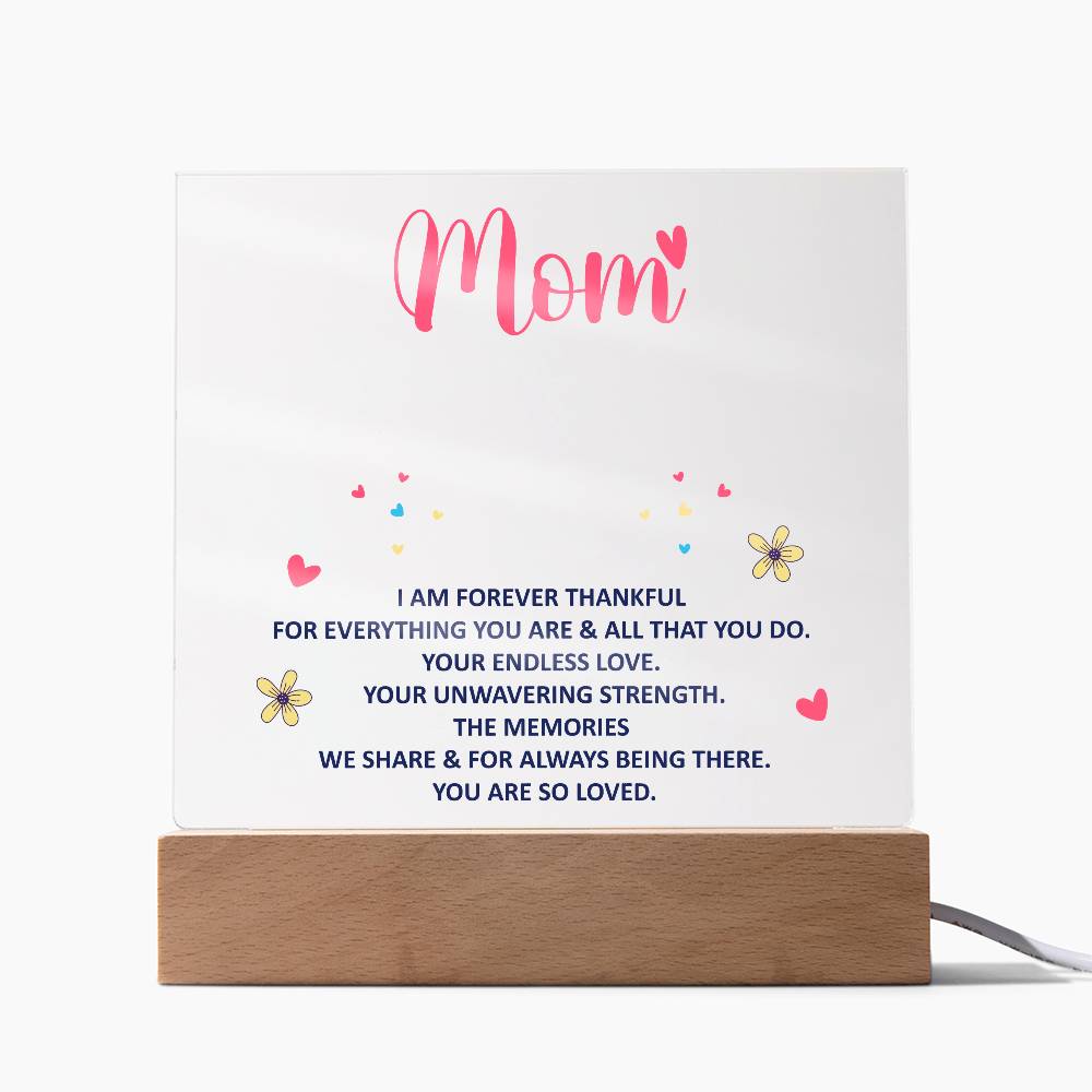 Best Gifts 305-Mom LED Acrylic Plaque – Thankful Gift for Mother