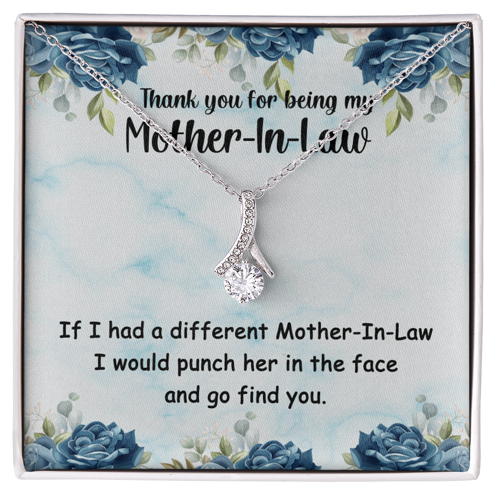 Best Gifts 305-Mother-In-Law Necklace with Funny Quote - Gold Finish & Cubic Zirconia