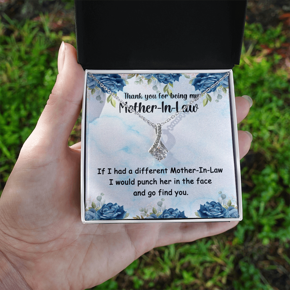 Best Gifts 305-Mother-In-Law Necklace with Funny Quote - Gold Finish & Cubic Zirconia