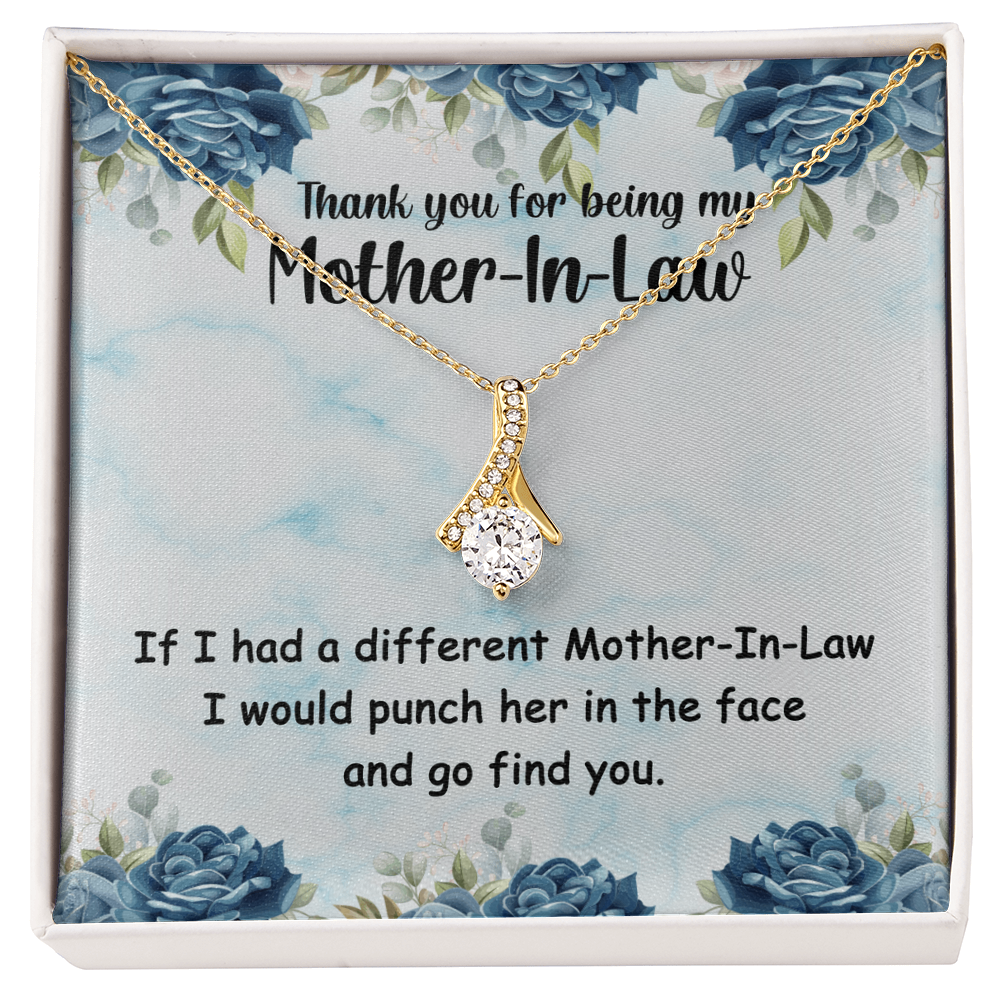 Best Gifts 305-Mother-In-Law Necklace with Funny Quote - Gold Finish & Cubic Zirconia