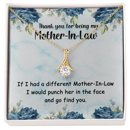 Best Gifts 305-Mother-In-Law Necklace with Funny Quote - Gold Finish & Cubic Zirconia