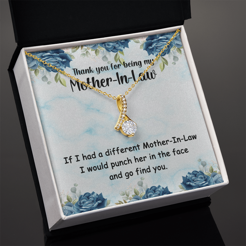 Best Gifts 305-Mother-In-Law Necklace with Funny Quote - Gold Finish & Cubic Zirconia