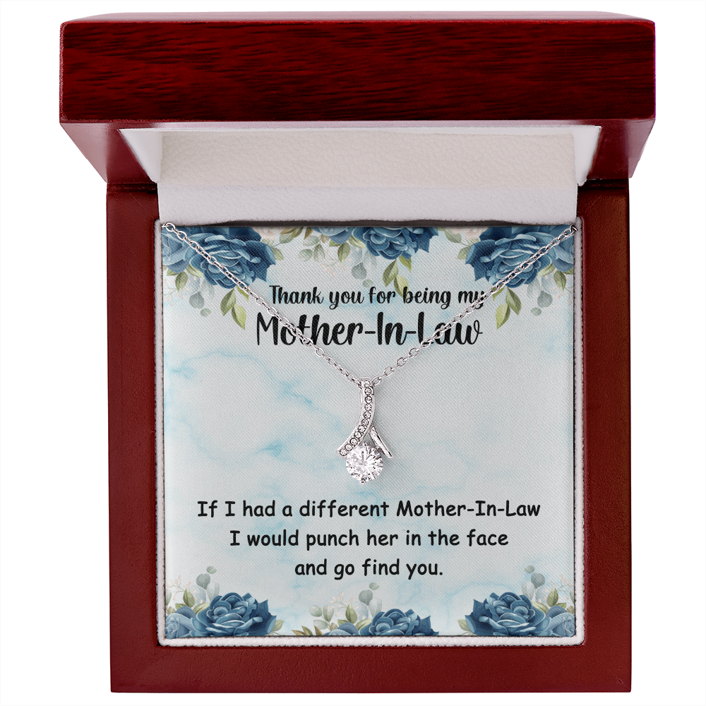 Best Gifts 305-Mother-In-Law Necklace with Funny Quote - Gold Finish & Cubic Zirconia