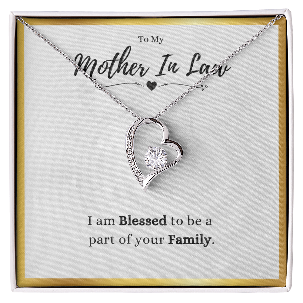 Best Gifts 305-Mother in Law Necklace Gift Forever Love Heart CZ Jewelry