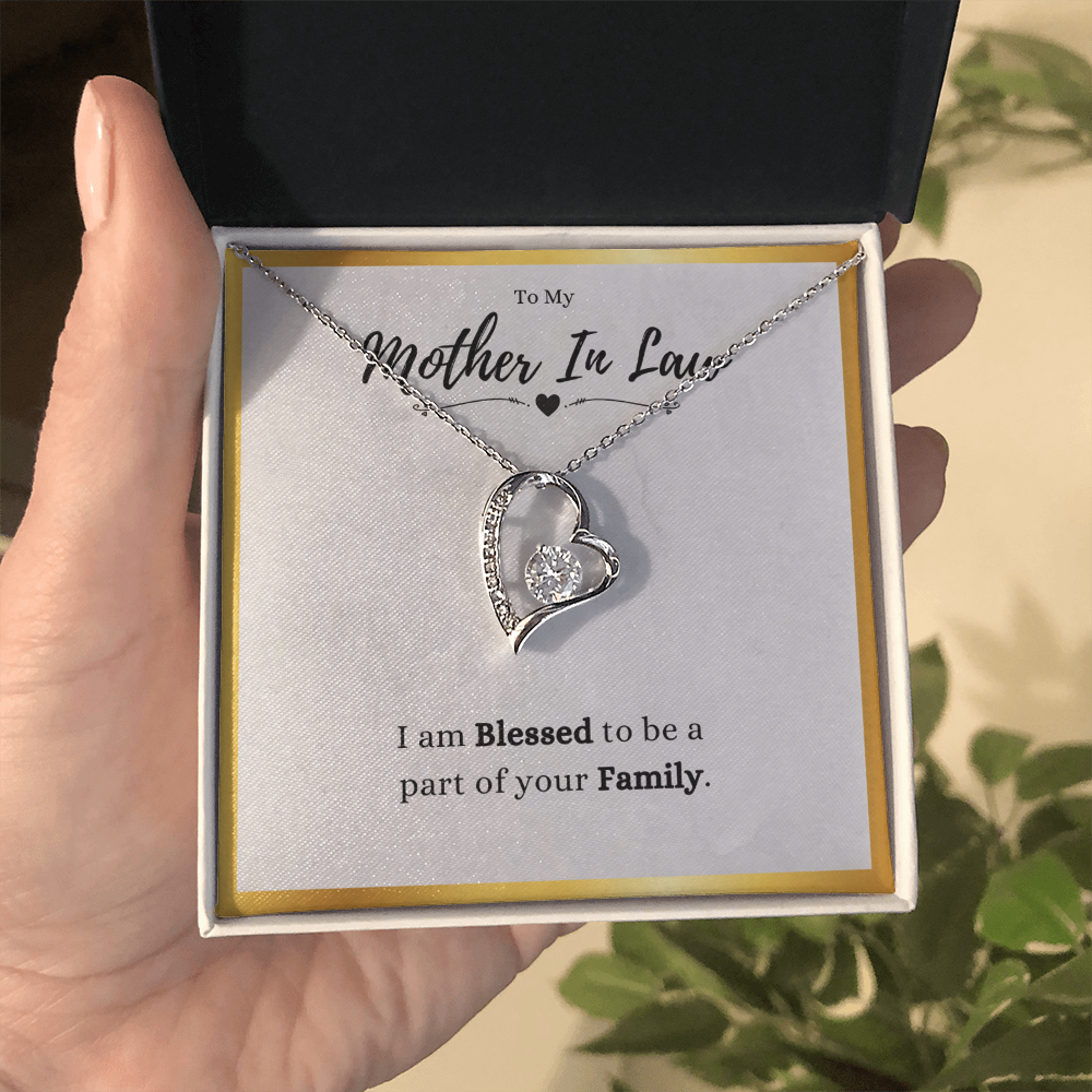 Best Gifts 305-Mother in Law Necklace Gift Forever Love Heart CZ Jewelry