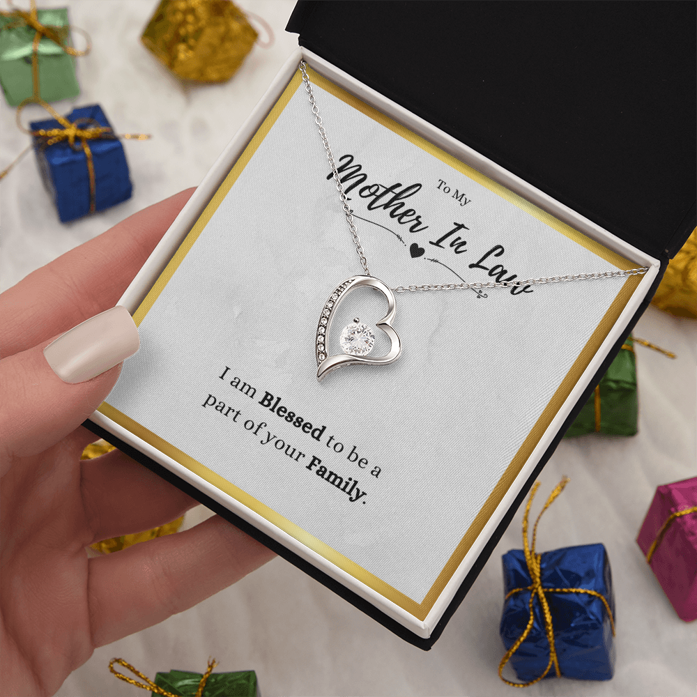 Best Gifts 305-Mother in Law Necklace Gift Forever Love Heart CZ Jewelry
