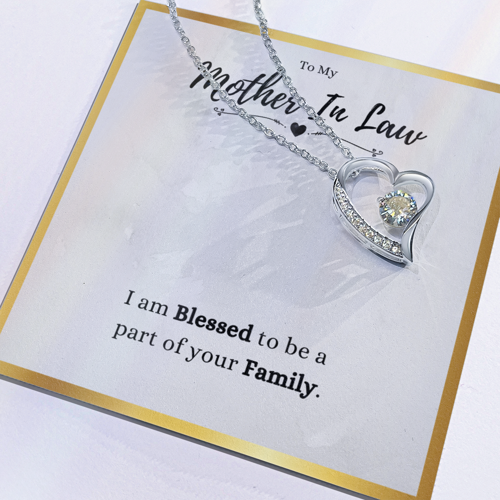 Best Gifts 305-Mother in Law Necklace Gift Forever Love Heart CZ Jewelry