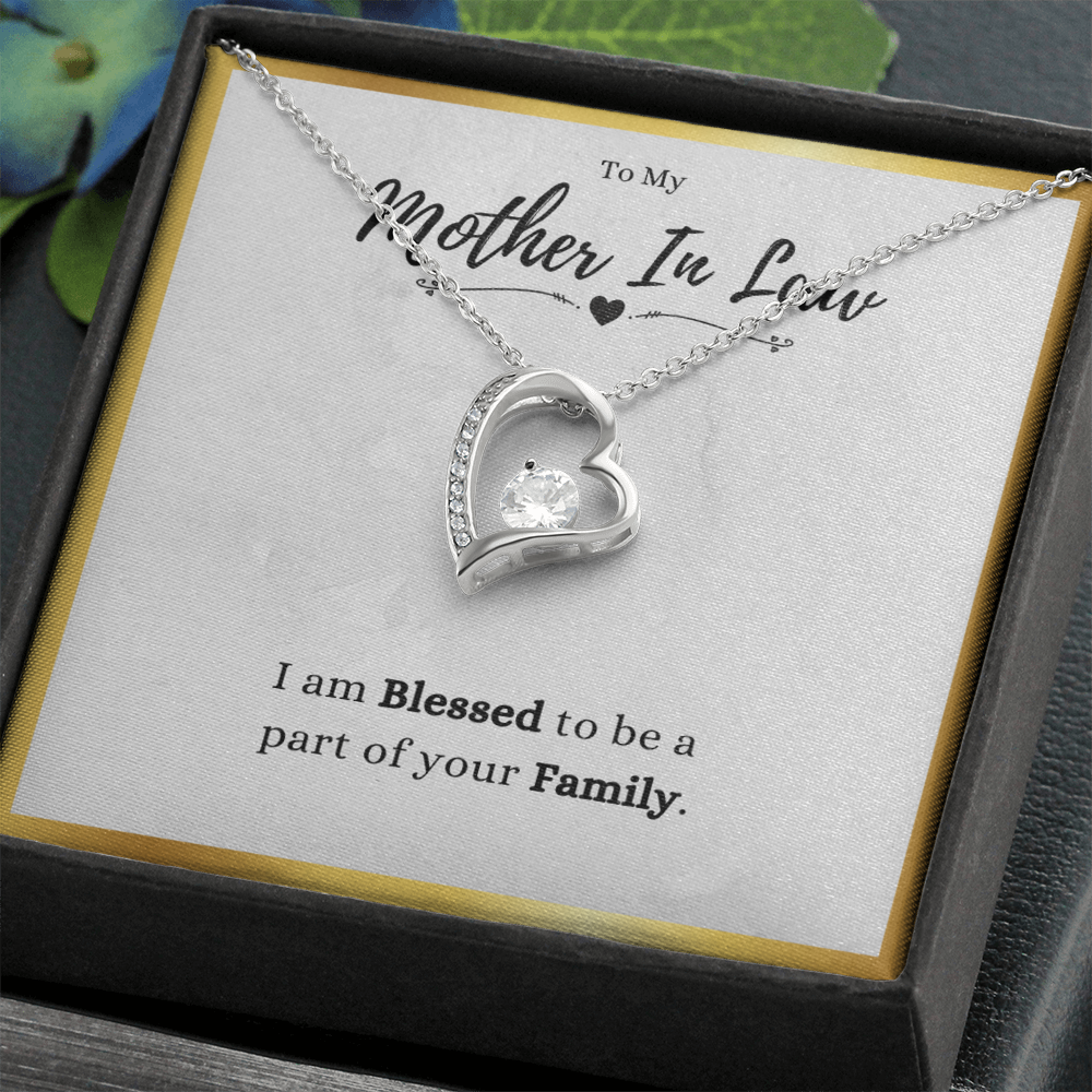Best Gifts 305-Mother in Law Necklace Gift Forever Love Heart CZ Jewelry