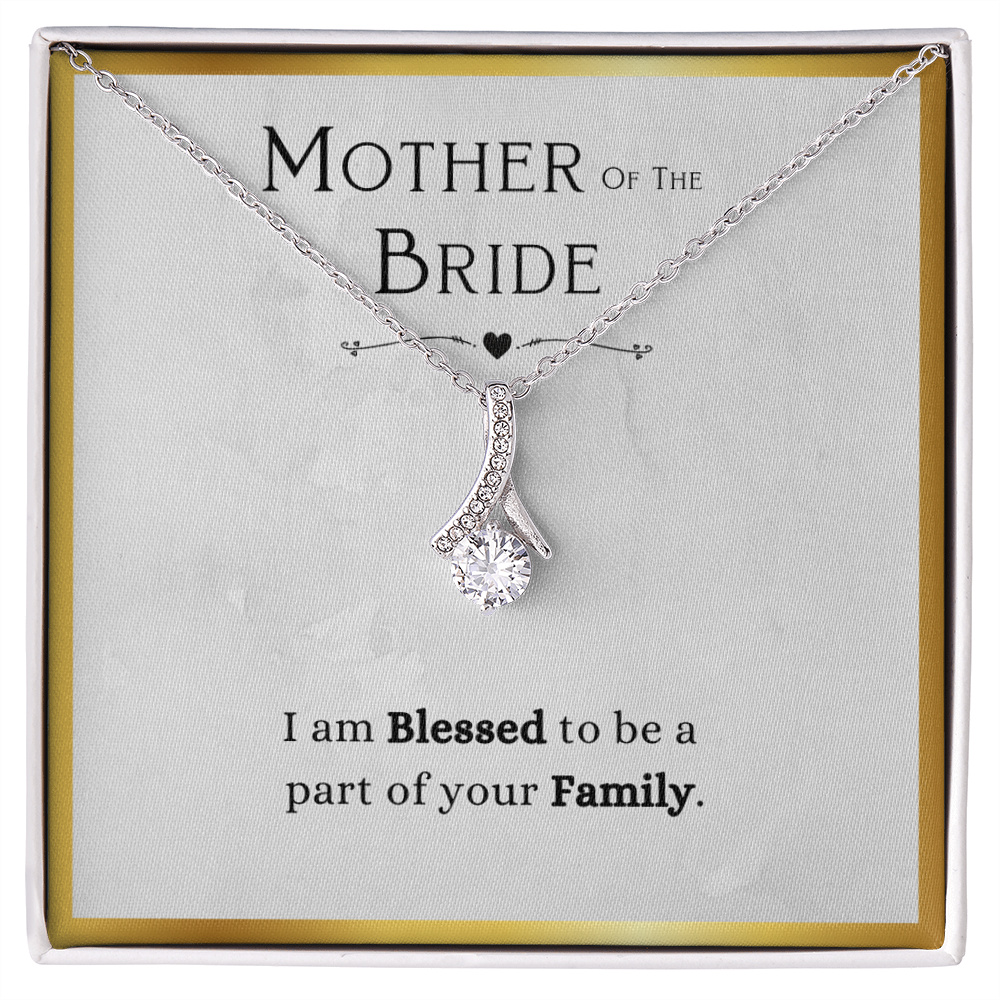 Best Gifts 305-Mother of the Bride Necklace, Stunning Gold & Cubic Zirconia Pendant for Bride's Family