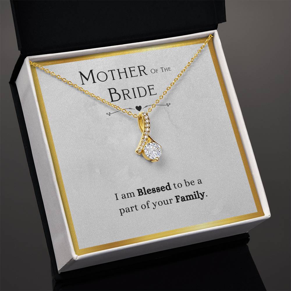 Best Gifts 305-Mother of the Bride Necklace, Stunning Gold & Cubic Zirconia Pendant for Bride's Family