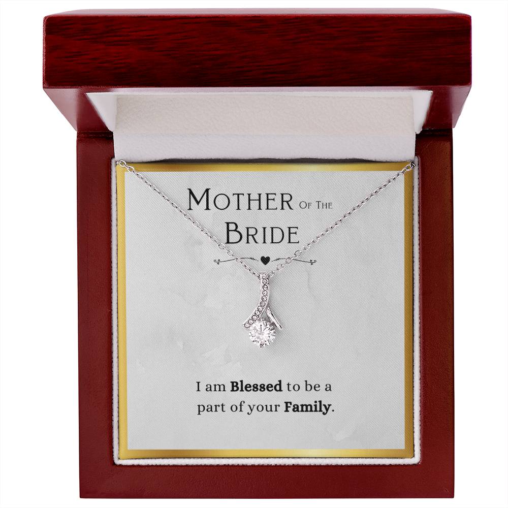 Best Gifts 305-Mother of the Bride Necklace, Stunning Gold & Cubic Zirconia Pendant for Bride's Family