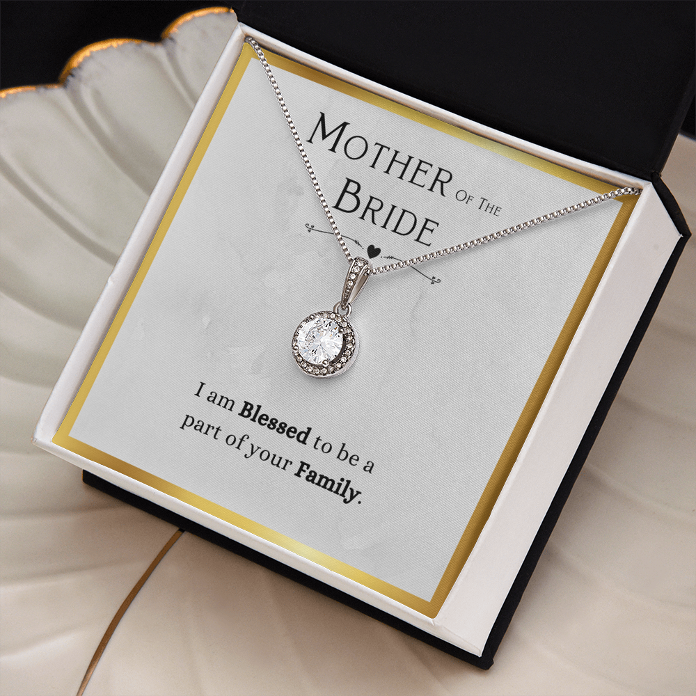 Best Gifts 305-Mother of the Bride Necklace from Groom, 14k White Gold & CZ Pendant