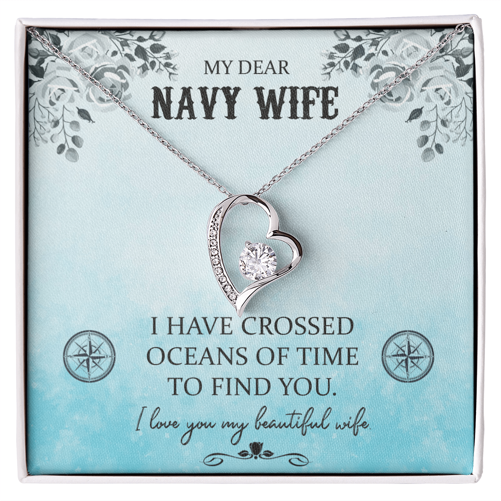 Best Gifts 305-My Dear Navy Wife Forever Love Necklace – 6.5mm CZ Pendant