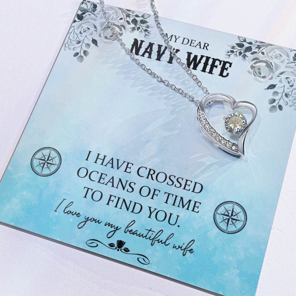 Best Gifts 305-My Dear Navy Wife Forever Love Necklace – 6.5mm CZ Pendant
