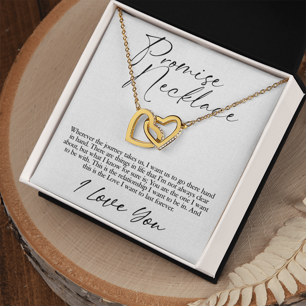 Best Gifts 305-Promise Necklace for Her with Interlocking Hearts and CZ Crystals