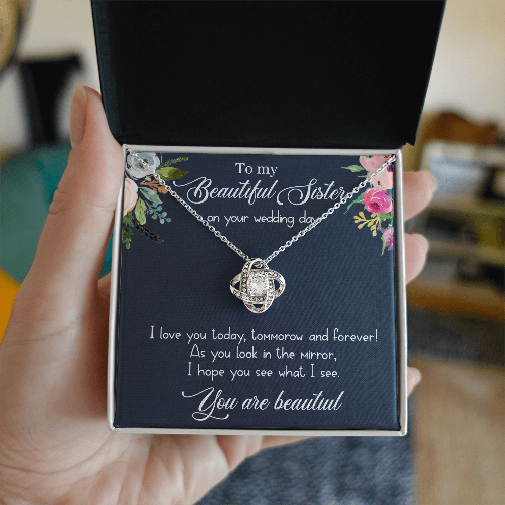 Best Gifts 305-Sister Wedding Day Love Knot Necklace Gift
