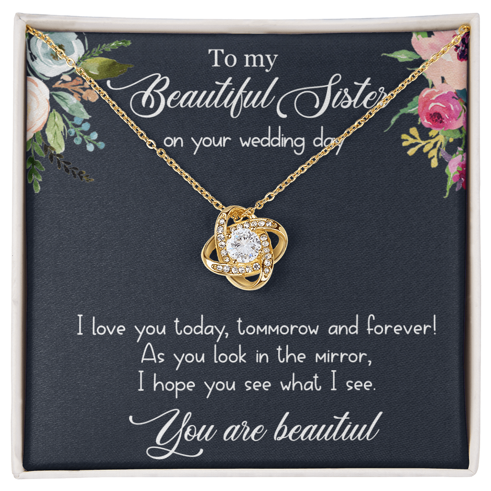 Best Gifts 305-Sister Wedding Day Love Knot Necklace Gift