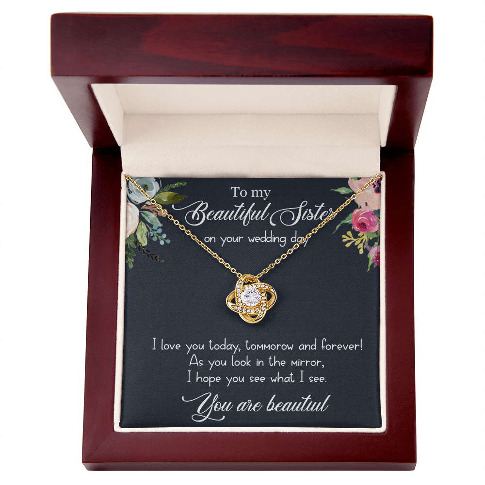Best Gifts 305-Sister Wedding Day Love Knot Necklace Gift
