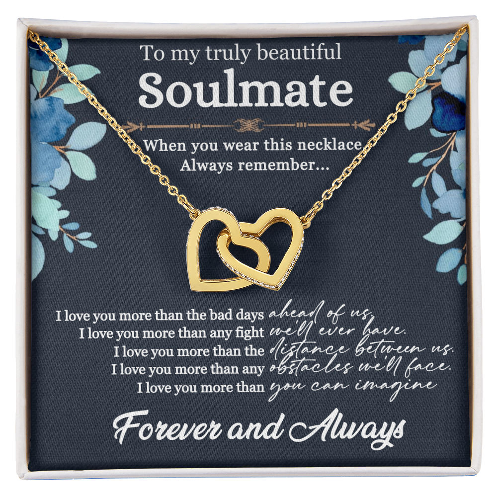 Best Gifts 305-Soulmate Interlocking Hearts Necklace Romantic Gift for Her