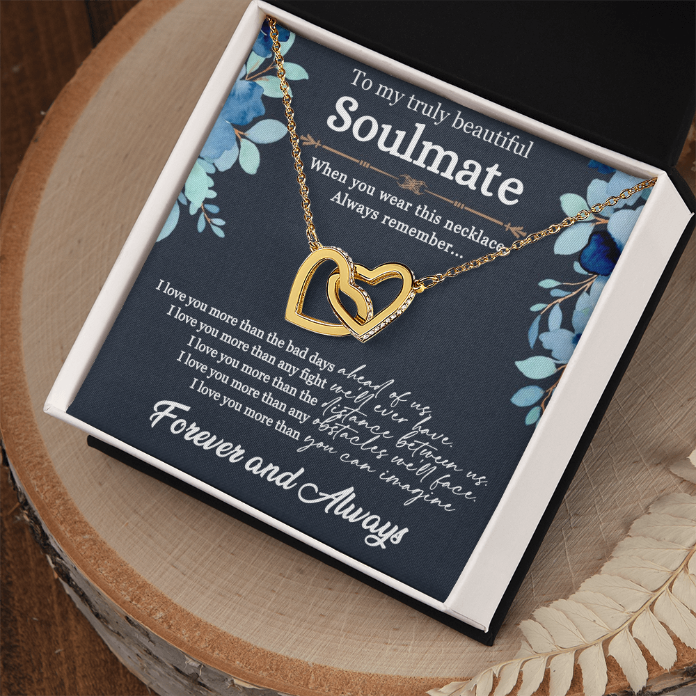 Best Gifts 305-Soulmate Interlocking Hearts Necklace Romantic Gift for Her