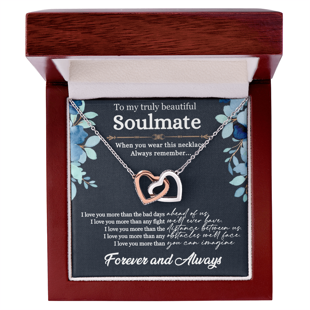 Best Gifts 305-Soulmate Interlocking Hearts Necklace Romantic Gift for Her