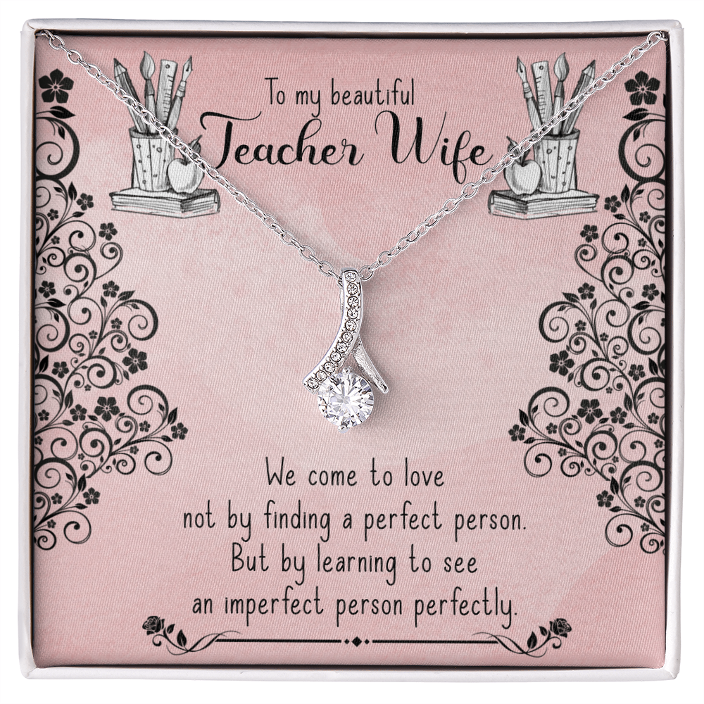 Best Gifts 305-Teacher Wife Necklace Gift Romantic Ribbon Jewelry