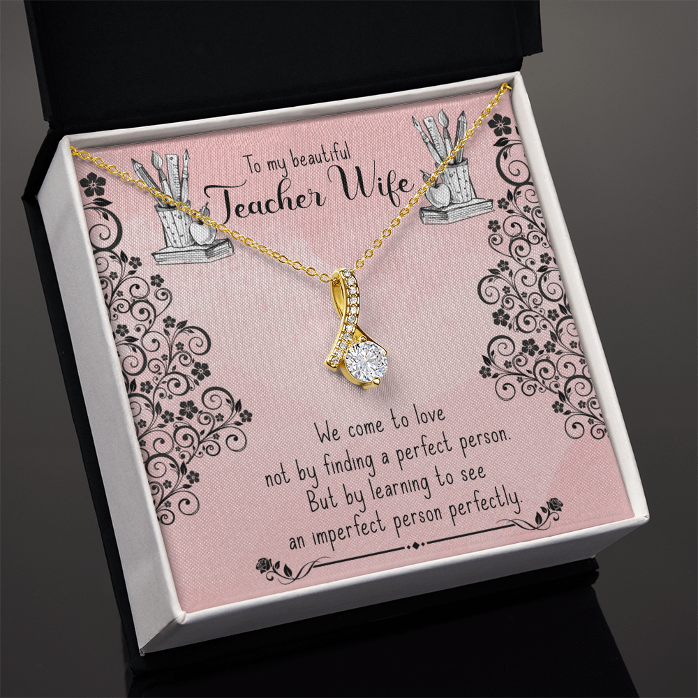 Best Gifts 305-Teacher Wife Necklace Gift Romantic Ribbon Jewelry