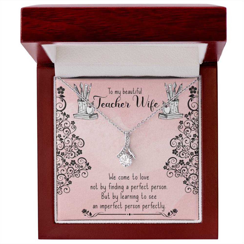 Best Gifts 305-Teacher Wife Necklace Gift Romantic Ribbon Jewelry