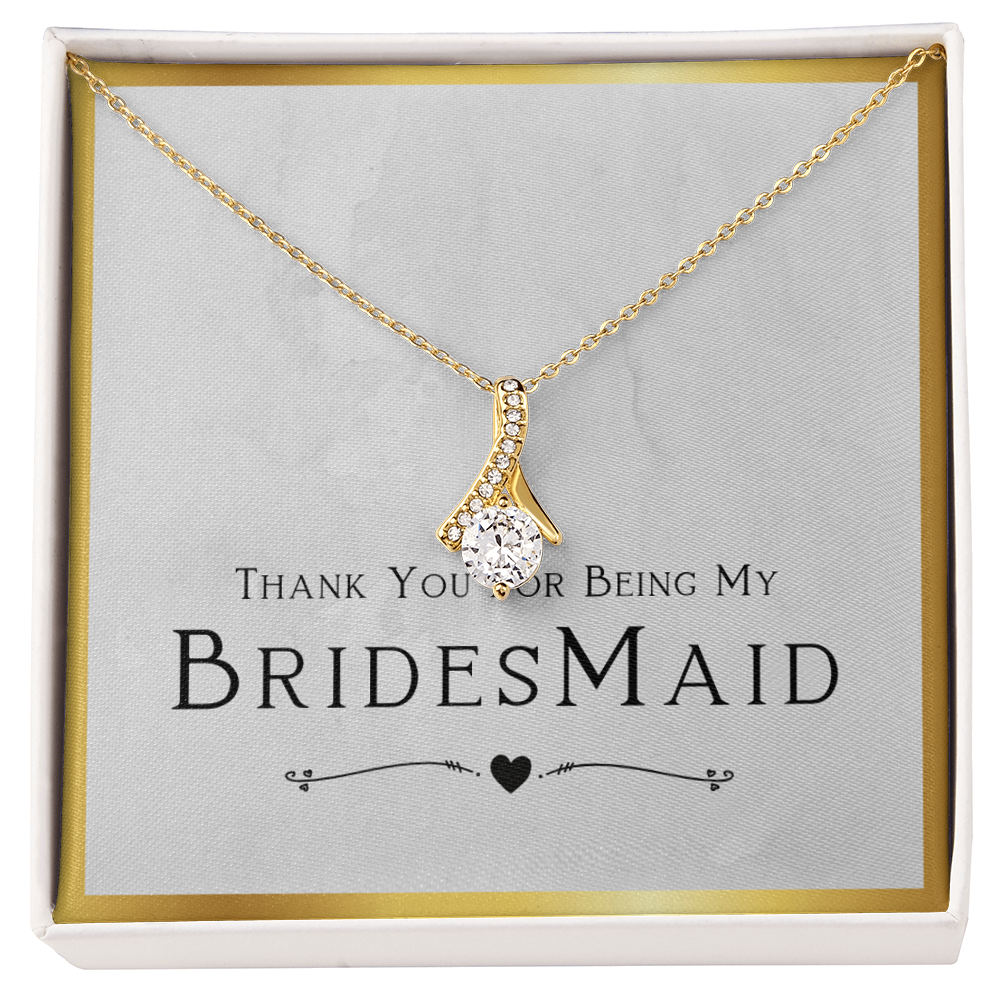 Best Gifts 305-Thank You Bridesmaid Necklace Gift – Elegant Ribbon CZ