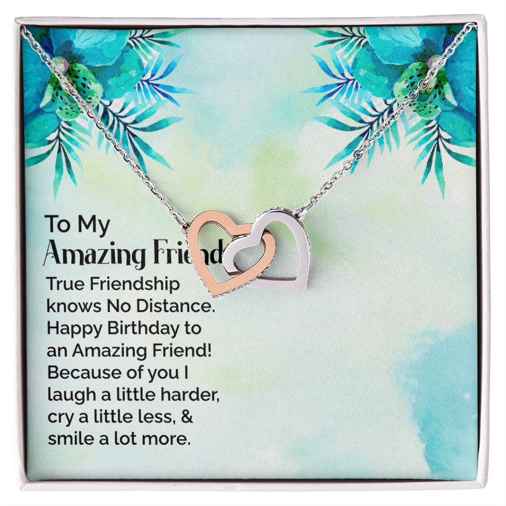 Best Gifts 305-To My Amazing Friend Interlocking Hearts Necklace with CZ Crystals