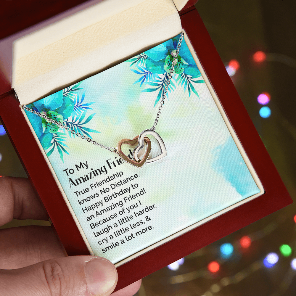 Best Gifts 305-To My Amazing Friend Interlocking Hearts Necklace with CZ Crystals