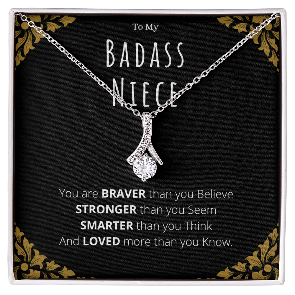Best Gifts 305-To My Badass Niece Necklace with Inspirational Quote from Aunt or Uncle