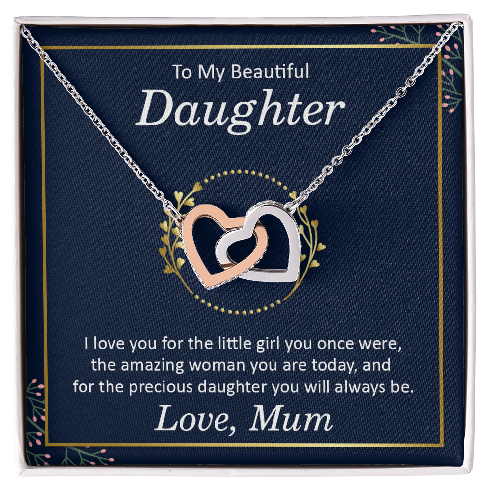 Best Gifts 305-To My Beautiful Daughter Interlocking Hearts Necklace with CZ Crystals