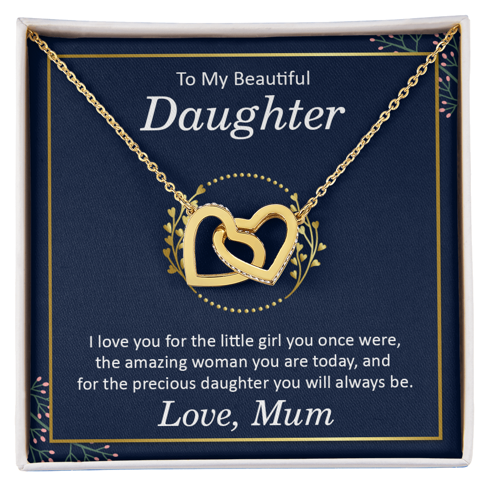 Best Gifts 305-To My Beautiful Daughter Interlocking Hearts Necklace with CZ Crystals